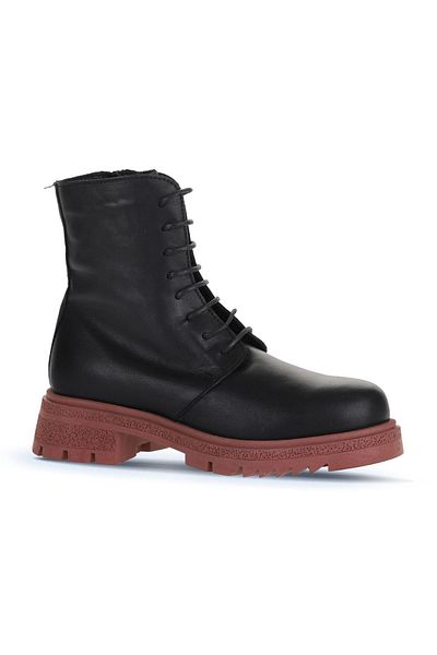 Bueno Shoes Δερμάτινες γυναικείες μπότες με τακούνι μαύρο ροζ - 01wz1405