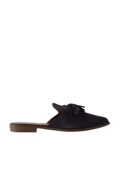 Bueno Shoes Papuci plati din piele intoarsa mov pentru femei - 01wn0111