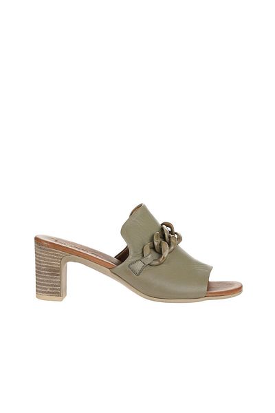 Bueno Shoes Yeşil Deri Kadın Topuklu Terlik 01wu9502