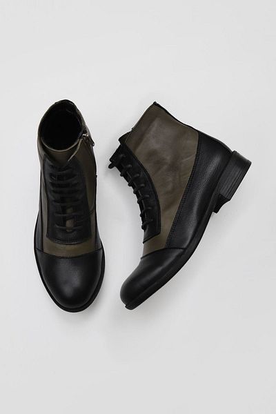 Bueno Shoes Μαύρες πράσινες γυναικείες δερμάτινες μπότες - 01wt2601