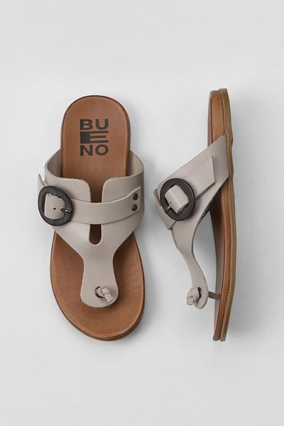 Bueno Shoes 01wu4247 Model Flip Flops de damă din piele bej