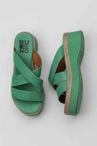 Bueno Shoes Σκούρο πράσινο δερμάτινο γυναικείο παντόφλες με τακούνι - 01wy8202