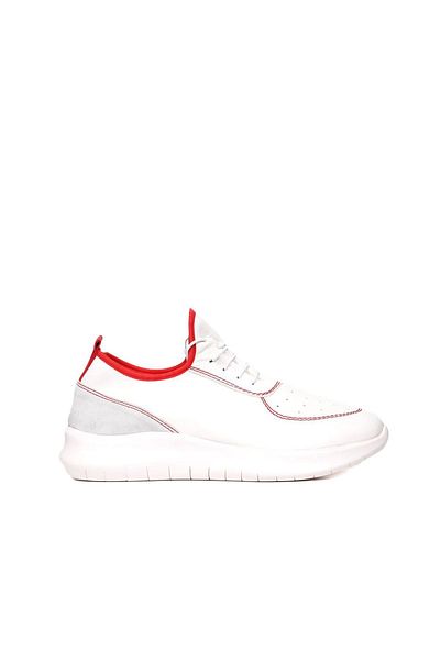 BUENO Pantofi sport pentru bărbați - piele albă roșie, model 01mq10204
