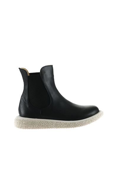 Bueno Shoes Černé kožené dámské boty - plochý design 01wu8905
