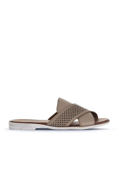 Bueno Shoes Papuci plati din piele argintie pentru femei - 01wa3005