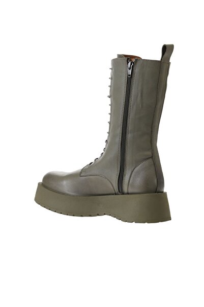 Bueno Shoes Haki Deri Kadın Dolgu Topuklu Bot 01wv1303