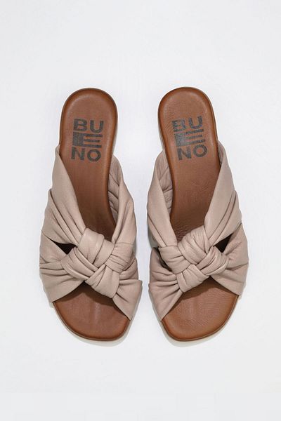 Bueno Shoes 01wu8800 Μοντέλο Γκρι Δερμάτινες Γυναικείες Επίπεδες Παντόφλες