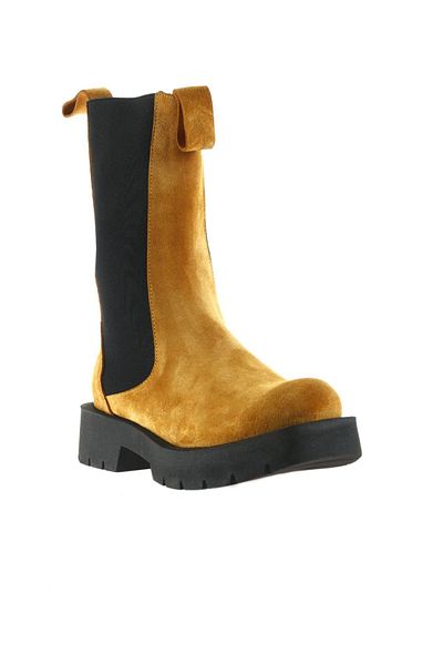 Bueno Shoes 01wt2508 Μοντέλο Γυναικείες μπότες με τακούνι κίτρινο σουέντ