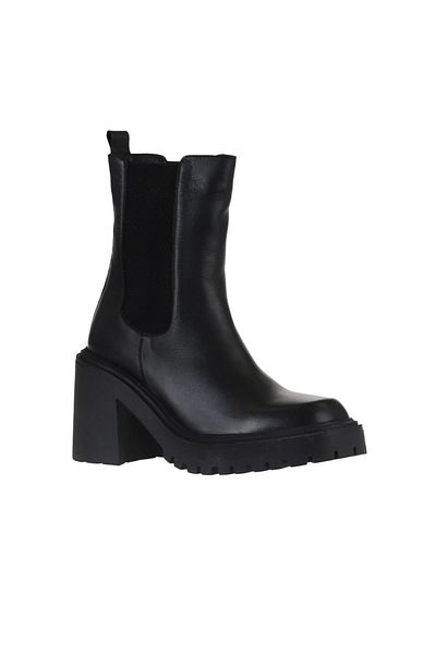 Bueno Shoes Cizme cu toc din piele neagră de damă - 01wv5400