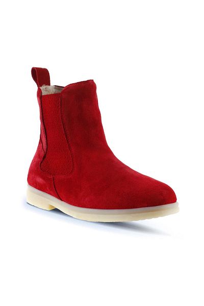 Bueno Shoes Γυναικείες Flat Μπότες Red Suede - 01wt3300