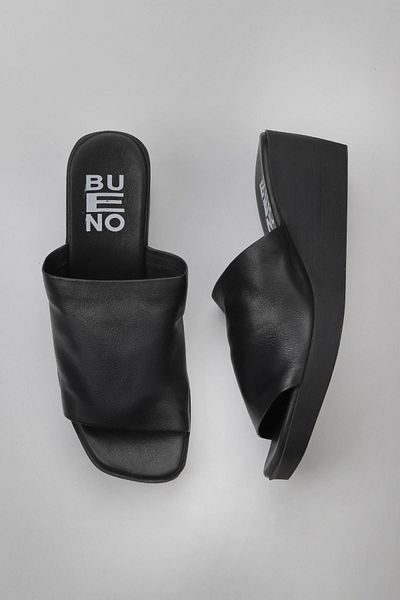 Bueno Shoes Papuci de damă din piele neagră cu toc pană - 01wy2404