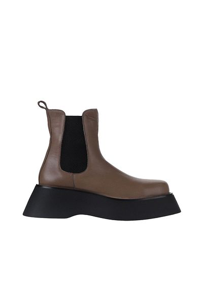 Bueno Shoes Γκρι Δερμάτινα Γυναικεία Μποτάκια - Σφηνοτάκουνα 01wv5100
