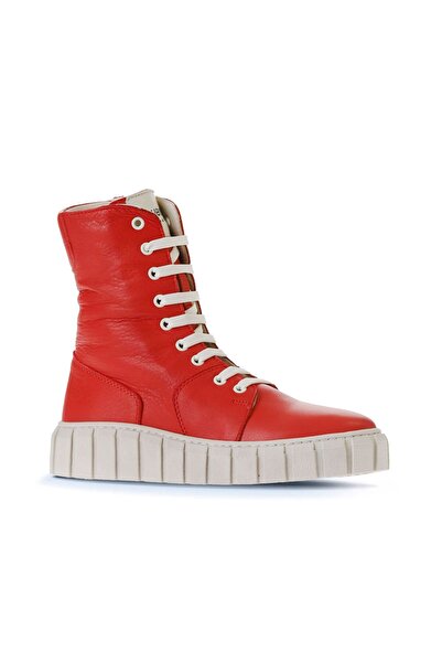 Bueno Shoes Kırmızı Flotter Deri Kadın Spor Bot 01wt3404