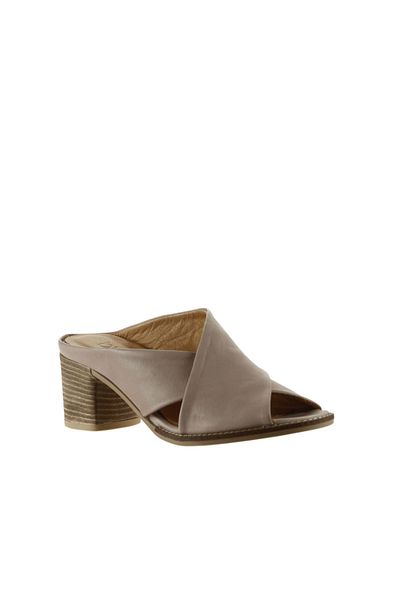 Bueno Shoes 01wn6108 Μοντέλο Γκρι δερμάτινες γυναικείες παντόφλες με τακούνι