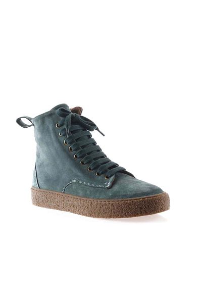 Bueno Shoes Green Suede Γυναικείες Μπότες - Flat Cut 01wt3202