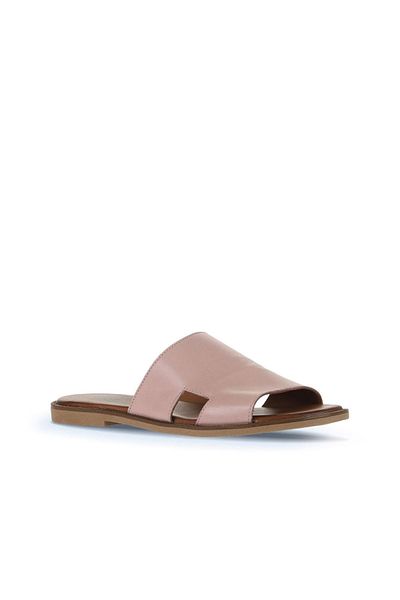Bueno Shoes Δερμάτινες γυναικείες φλατ παντόφλες Dusty Rose - 01wa5705
