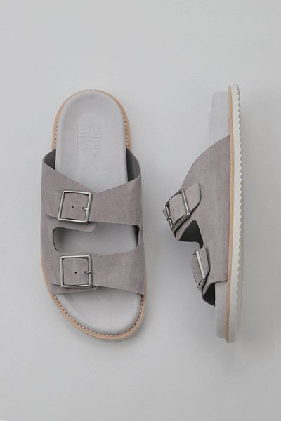 Bueno Shoes Papuci plati din piele intoarsa gri pentru barbati - 10m 102115