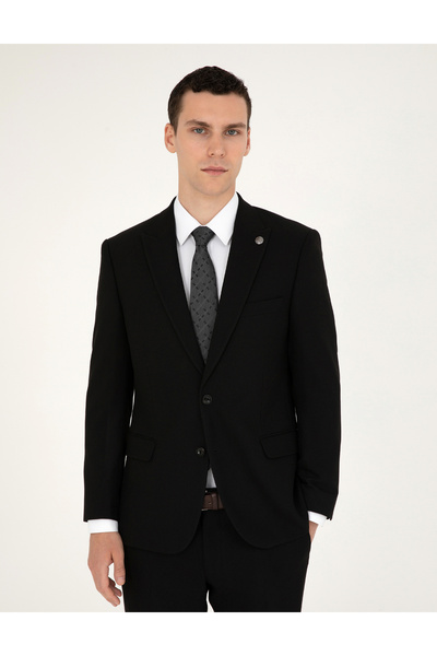 Pierre Cardin Siyah Slim Fit Çizgili Takım Elbise 50292210-VR046