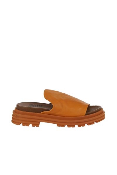 Bueno Shoes شبشب نسائي من الجلد باللون البرتقالي بكعب ويدج - 01wy8308