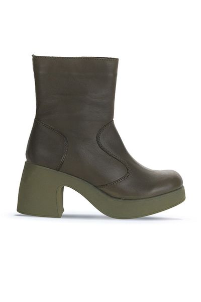 Bueno Shoes Γυναικείες μπότες με τακούνι Khaki Leather - 01wz7000