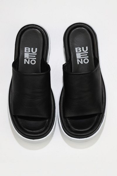 Bueno Shoes Papuci de damă cu toc cu pană din piele albă Tb negru - 01wu7308