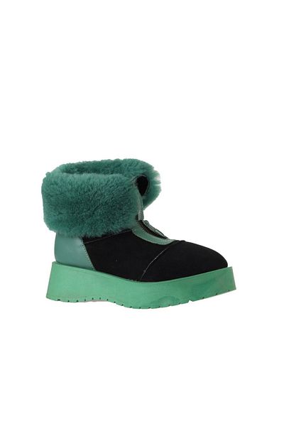 Bueno Shoes Πράσινες μαύρες γυναικείες μπότες με τακούνι - Δερμάτινο-Σουέντ 01wv1316