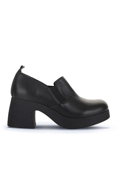 Bueno Shoes Pantofi negri cu toc de damă din piele - 01wz7004
