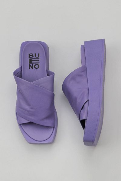Bueno Shoes Papuci de damă din piele liliac - toc pană 01wy5906