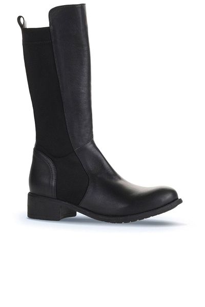 Bueno Shoes Черни кожени дамски равни ботуши - 01wz7406