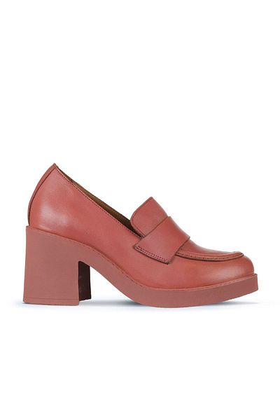 Bueno Shoes Pantofi cu toc de damă roz din piele - 01wz7103