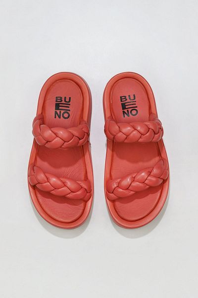 Bueno Shoes Papuci de damă din piele coral cu toc pană - 01wu4640