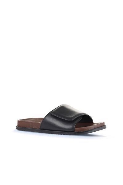 Bueno Shoes Ανδρικές μαύρες δερμάτινες παντόφλες - 11mt22225