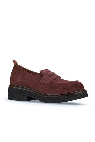 Bueno Shoes Дамски мокасини от велур в червено бордо - модел 01wz4302