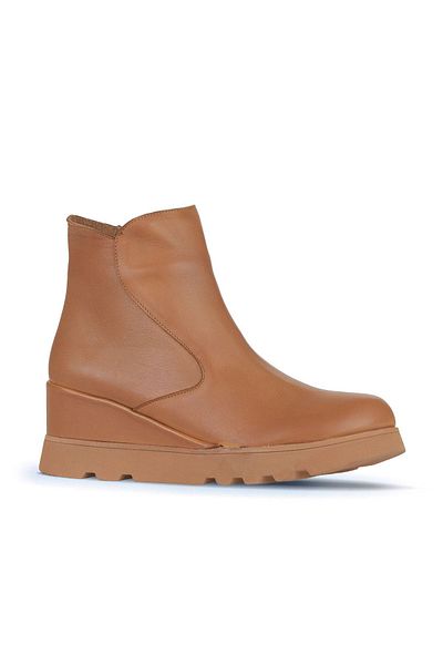 Bueno Shoes Tan Leather Γυναικείες Μπότες - Wedge Heel, Μοντέλο 01wz7201