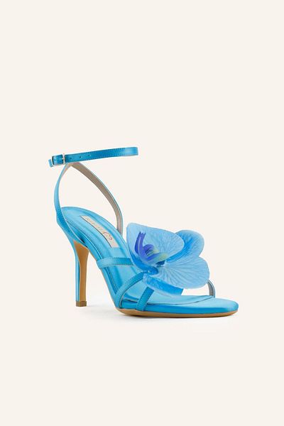 MARCATELLI Sandale cu toc Florence din satin albastru