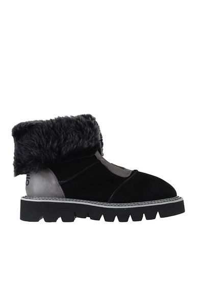 Bueno Shoes Γκρι και μαύρες γυναικείες μπότες δερμάτινες-σουέντ - 01wv10204
