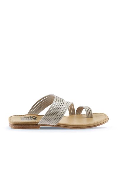 Bueno Shoes Flip-flops din piele albă de damă - 01wu3418