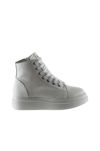 Bueno Shoes Γυναικείες λευκές δερμάτινες μπότες με τακούνι - 01wt4708