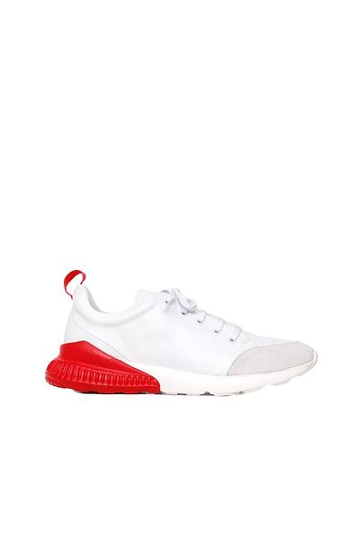 Bueno Shoes Pantofi sport pentru bărbați - piele albă roșie, model 01mq5500