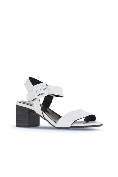 Bueno Shoes Sandale cu toc pentru femei din piele albă 01wa2805