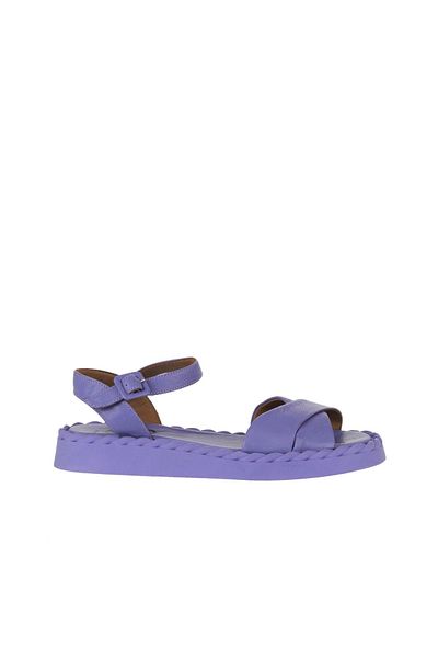 Bueno Shoes Sandale de damă din piele liliac - design plat 01wy9102