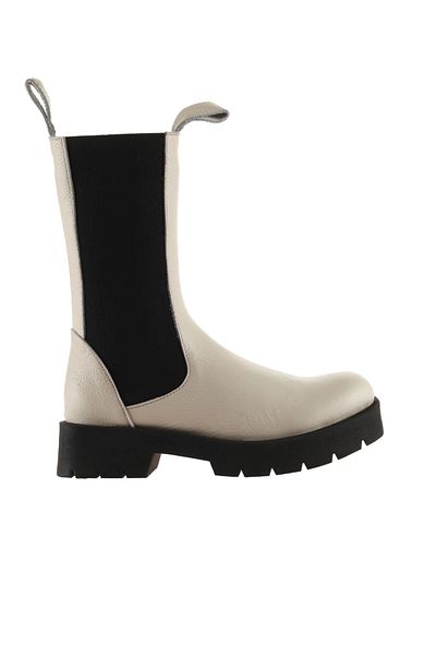 Bueno Shoes Μπεζ δερμάτινες γυναικείες μπότες με τακούνι - Flotter 01wt2508