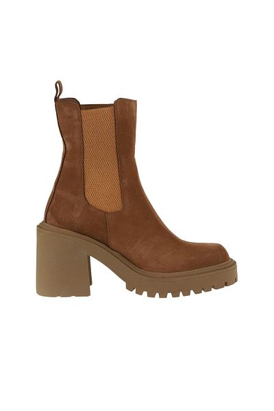 Bueno Shoes Cizme cu toc pentru femei din piele intoarsa maro deschis - 01wv5400
