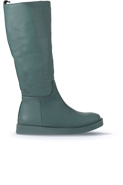 Bueno Shoes Cizme plate de damă din piele verde - 01wv9705