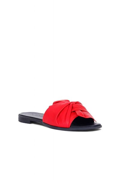Bueno Shoes Papuci plati din piele rosie pentru femei - 01wn5040