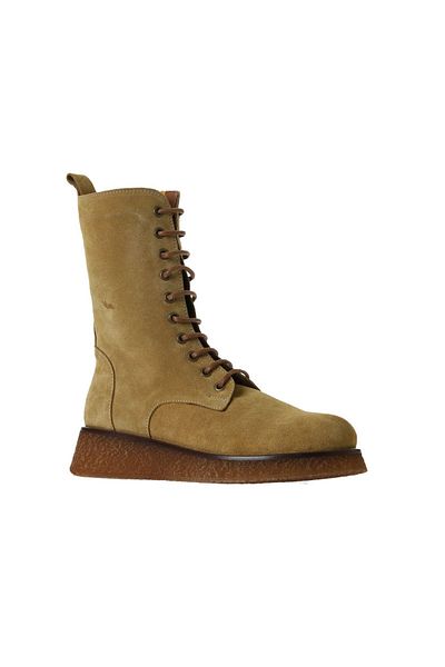 Bueno Shoes Γυναικείες Μπότες Beige Suede - Flat Design 01wv5200