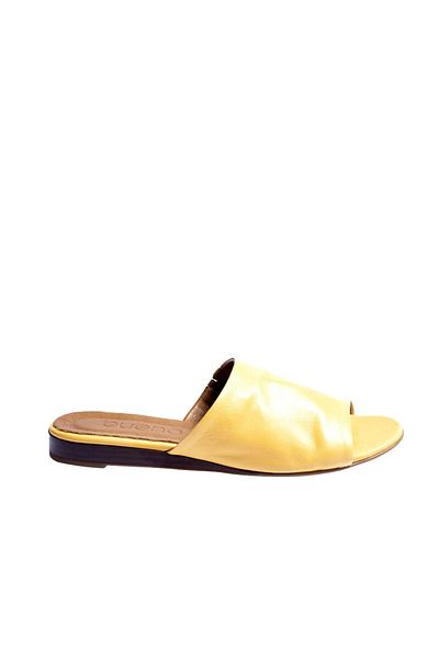 BUENO Shoes Sarı Deri Kadın Düz Terlik 01wn1901