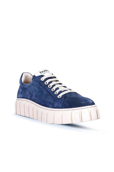 Bueno Shoes Pantofi sport de damă din piele intoarsa albastra cu toc pane - 01wt3401