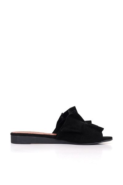 BUENO Shoes Siyah Süet Kadın Düz Terlik 01wn1908