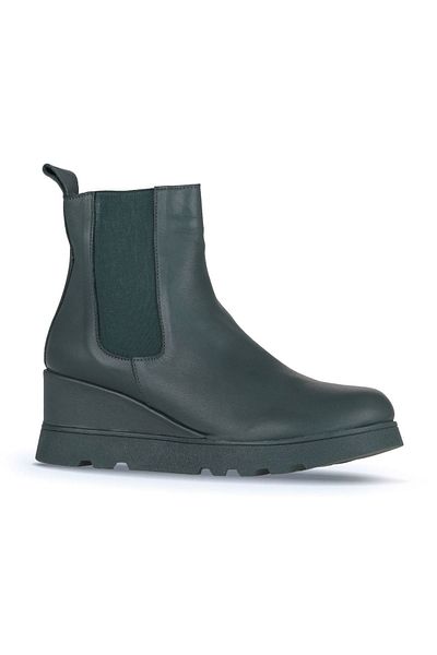 Bueno Shoes Πράσινες δερμάτινες γυναικείες μπότες - Wedge Heel, Μοντέλο 01wz7200